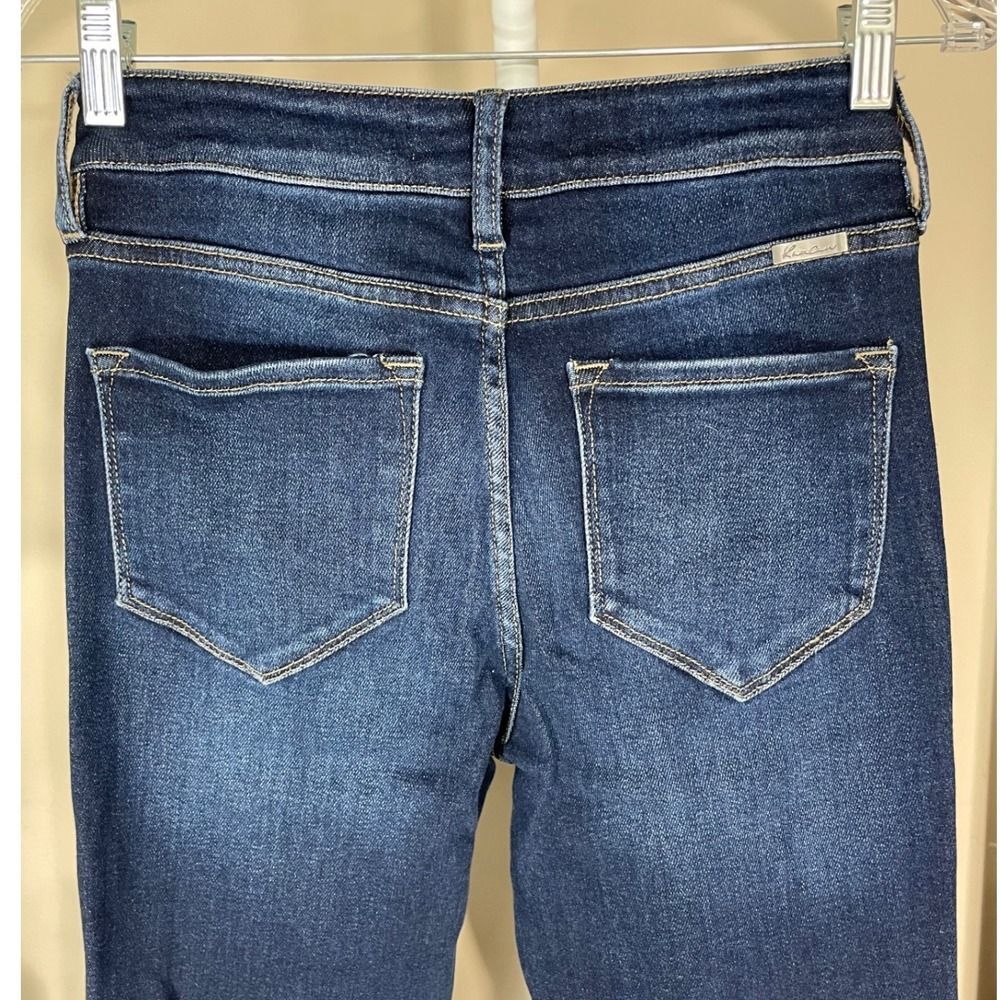 High Rise Flare Jeans W/ 7/27 KanCan Dark Wash Raw Hem KC7124D LN - Picture 5 of 12